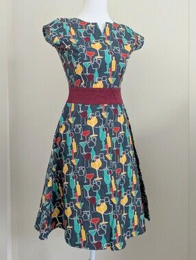 NWT Mata Traders Multi Glasses And Bottles Dress XS - Made In India